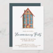 Schattige appartementengebouw housewarming party kaart (Voorkant / Achterkant)