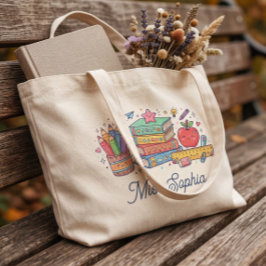 Schattige Apple Leraar Waardering Gepersonaliseerd Tote Bag