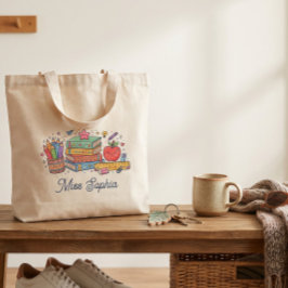 Schattige Apple Leraar Waardering Gepersonaliseerd Tote Bag