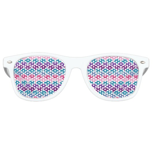 schattige aqua turquoise roze paarse zeemeermaissc retro zonnebril (Voorkant)