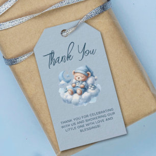 Schattige aquarel beer babyshower bedankt cadeaulabel