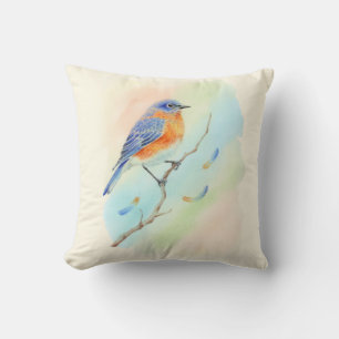 Schattige Aquarel Blauwe Vogel Kussen