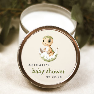Schattige Aquarel Broedende Dinosaur Baby Shower Ronde Sticker