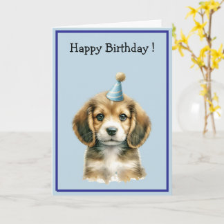 Schattige Aquarel Bruine Hond Happy Birthday Kaart