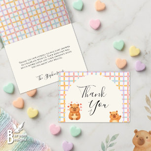 Schattige Aquarel Capy Capybara Baby Shower Bedank Bedankkaart