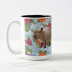 Schattige Aquarel Capybara Dieren Illustratie Tweekleurige Koffiemok