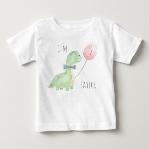 Schattige Aquarel Dinosaurus 2 Jaar Verjaardag