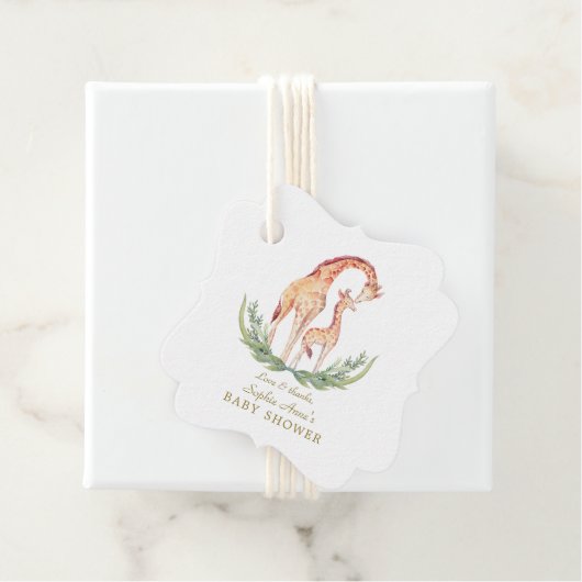 Schattige Aquarel Giraffe Meisje Baby Shower Bedankjes Labels (In situ)