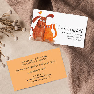 Schattige Aquarel Hond Wandelen Huisdier Oppas Visitekaartje