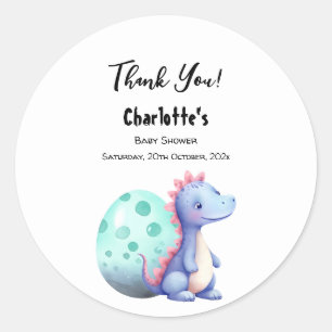 Schattige Aquarel Kleine Dinosaur Baby Shower Ronde Sticker