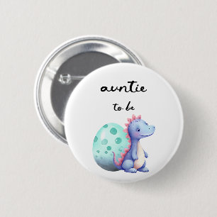Schattige Aquarel Kleine Dinosaurius Tante-in-spe Ronde Button 5,7 Cm