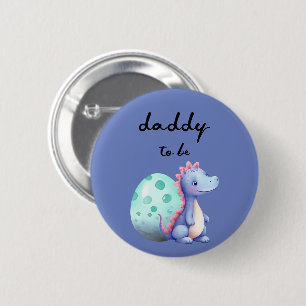 Schattige Aquarel Kleine Dinosaurus Wordt Papa Kno Ronde Button 5,7 Cm