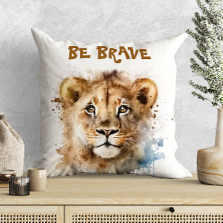 Schattige Aquarel Kleine Leeuw Motivatie Kussen