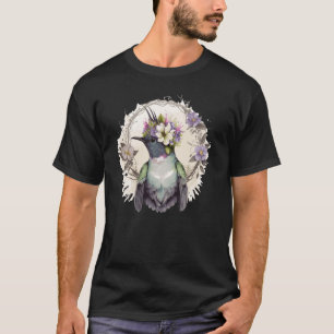 Schattige Aquarel Kolibrie Bloem Kroon Bloemrijke T-shirt