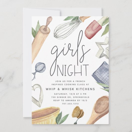 Schattige Aquarel Meiden Uitstapje Kookles Kaart (Voorkant)