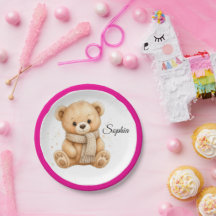 Schattige Aquarel Winter Teddybeer Roze Meisje Ver