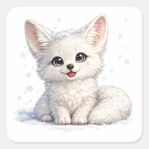 Schattige Arctische Vos Knus Positief Vibes Design Vierkante Sticker