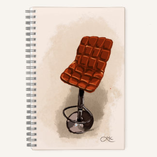 Schattige artsy notitieboek met een chocoladestoel