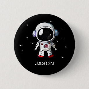 Schattige astronaut aangepaste naam jongens knop ronde button 5,7 cm