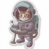 Schattige astronaut Cat Space Cat Sticker (Voorkant)