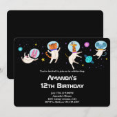 Schattige astronaut dieren zwevend in de ruimte ve kaart (Voorkant / Achterkant)