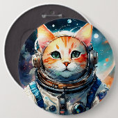 Schattige astronaut kat ronde button 6,0 cm (Voorkant /achterkant)