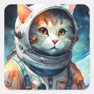 Schattige astronaut kat vierkante sticker