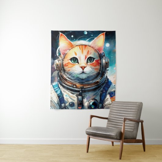 Schattige astronaut kat wandkleed (In situ)