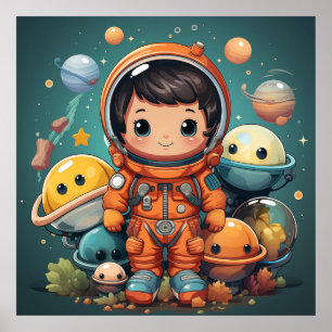 Schattige astronaut poster