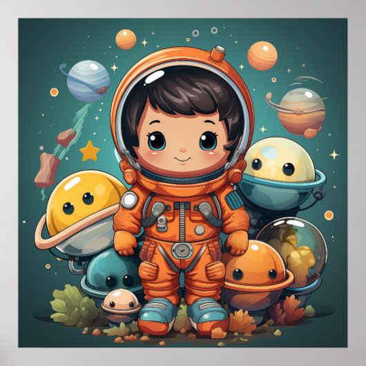 Schattige astronaut poster (Voorkant)