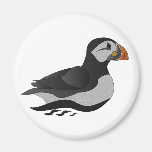 Schattige Atlantische Puffin Swimming Cartoon Magneet