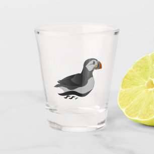 Schattige Atlantische Puffin Swimming Cartoon Shot Glas