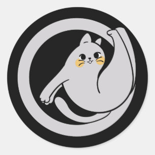 schattige atletische kat energiek grijze kat g ronde sticker