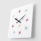 Schattige Atomic Starburst Mid Century Pattern Vierkante Klok (Hoek)