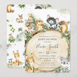 Schattige Australian Animals Wood Greenery Baby sh Kaart