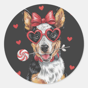 Schattige Australian Cattle Dog Sweet Valentine Da Ronde Sticker