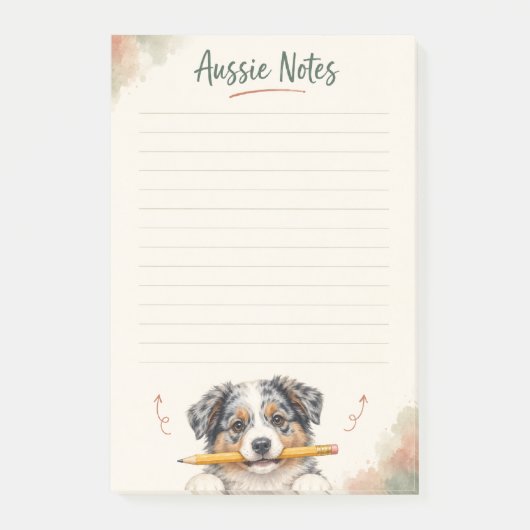 Schattige Australian Shepherd Aussie Notities Post-it® Notes (Voorkant)