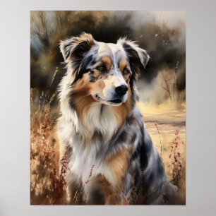 Schattige Australian Shepherd Dog Art Print Poster
