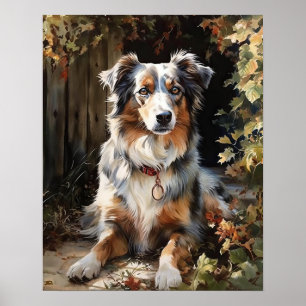 Schattige Australian Shepherd Dog Art Print Poster