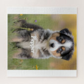 Schattige Australian Shepherd Gepersonaliseerd Legpuzzel (Horizontaal)