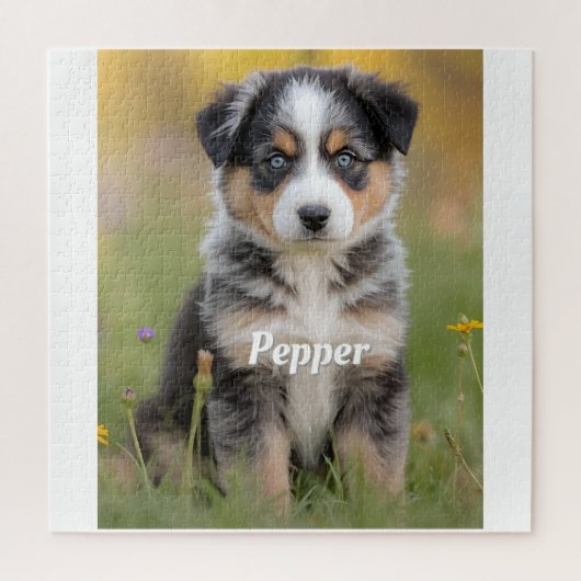 Schattige Australian Shepherd Gepersonaliseerd Legpuzzel (Verticaal)