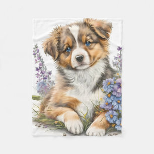 Schattige Australische Herder Puppy Hond Fleece Deken