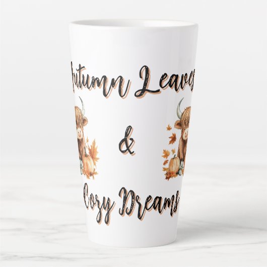 Schattige Autumn Highland Koe Latte Mok (Voorkant)