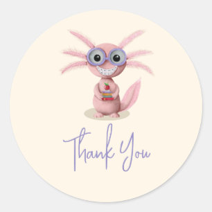 Schattige Axolotl Bedankt Ronde Sticker
