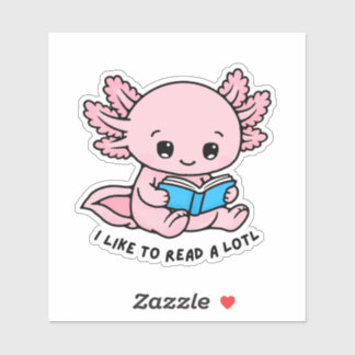 Schattige Axolotl Boekliefhebber Grappige Sticker