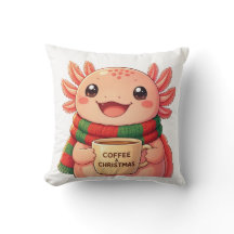 Schattige Axolotl die koffie drinkt Kerst accent