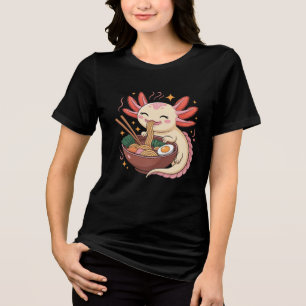 Schattige Axolotl Eet Ramennoedels Tri-Blend Shirt