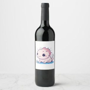 schattige axolotl filosoof wijn etiket