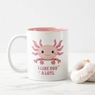 Schattige Axolotl Grappig Pun Modern Dierenvriend Tweekleurige Koffiemok