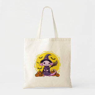 Schattige Axolotl Heks Halloween Tote Bag